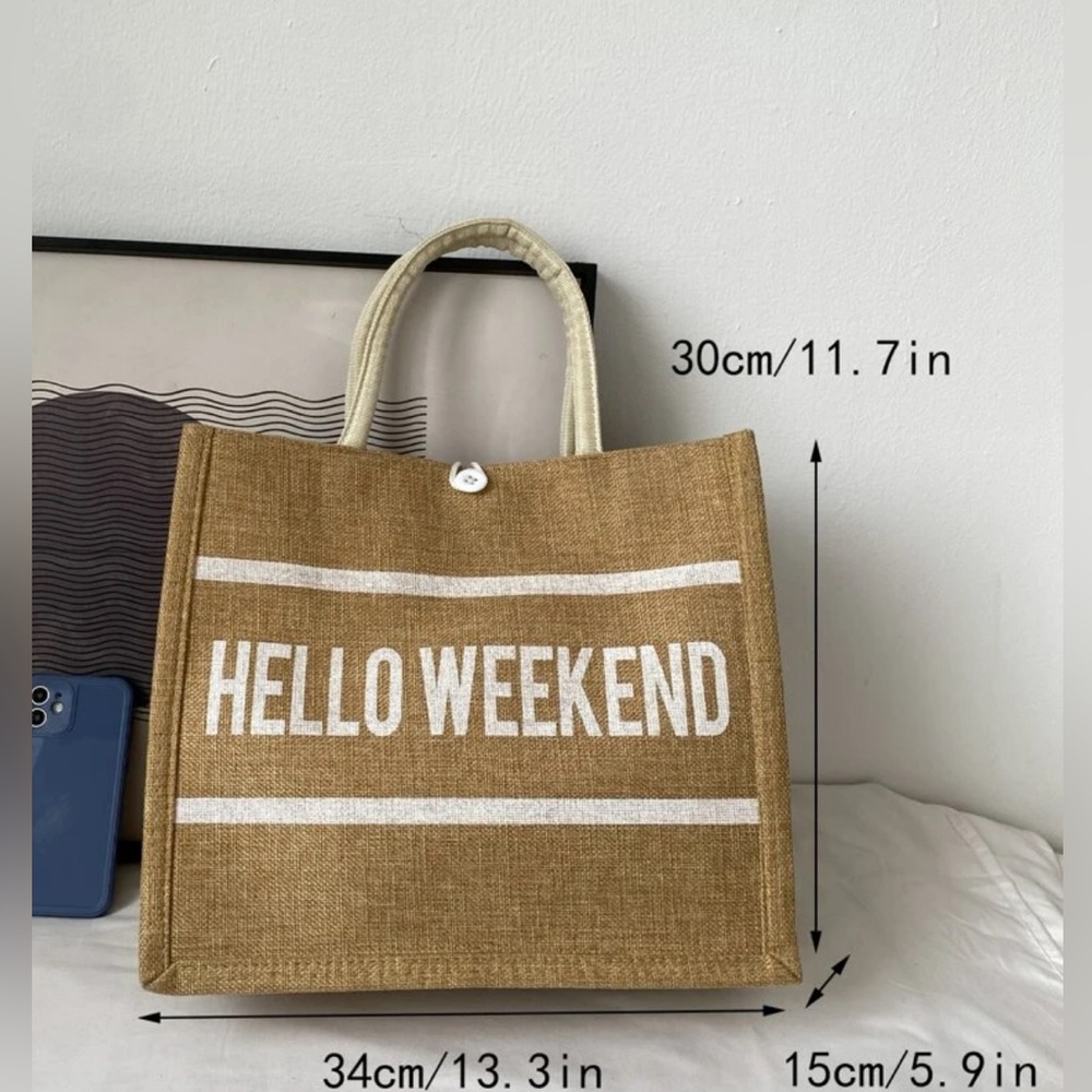 Weekend Letter Graphic Tote, NWT - Picture 2 of 6